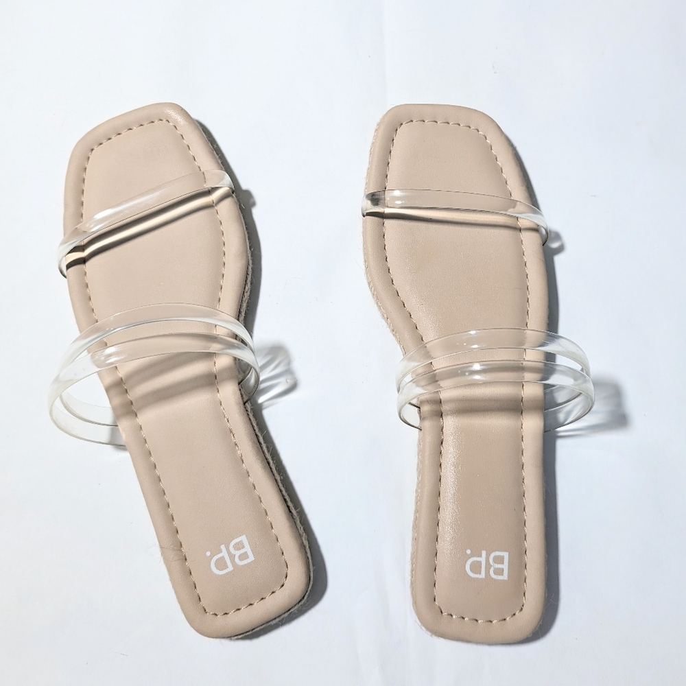 B.P. clear strap slide on sandal